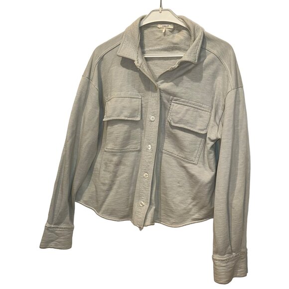 Leallo Italy light gray double placard shacket top XS - Picture 1 of 4